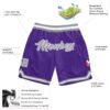 Custom Purple Gray-White Authentic Throwback Basketball Shorts