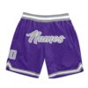 Custom Purple Gray-White Authentic Throwback Basketball Shorts
