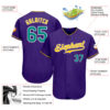 Custom Purple Aqua-Gold Authentic Baseball Jersey