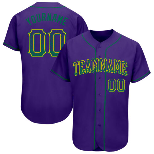 purple_0196 Custom Purple Kelly Green-Gold Authentic Drift Fashion Baseball Jersey
