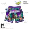 Custom Purple White-Purple 3D Pattern Design Tropical Palm Leaves Authentic Basketball Shorts