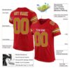 Custom Red Old Gold-White Mesh Authentic Football Jersey