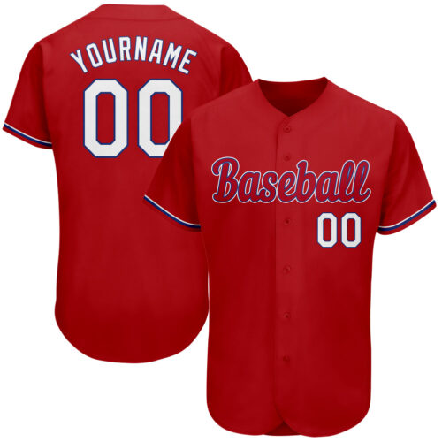 red_0045 Custom Red White-Royal Authentic Baseball Jersey