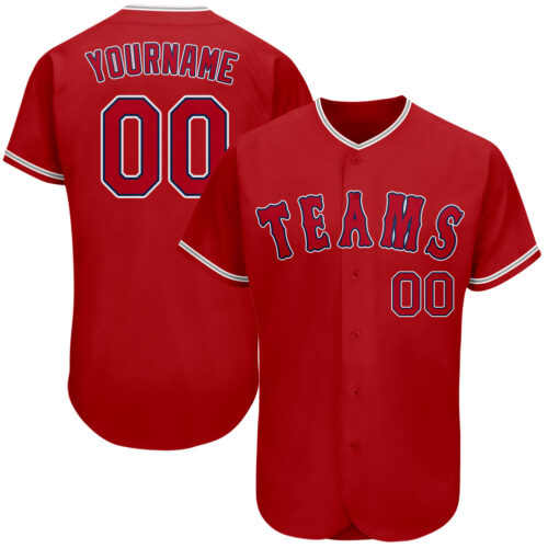red_0069 Custom Red Red-Navy Authentic Baseball Jersey