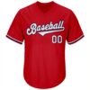 Custom Red White-Navy Authentic Throwback Rib-Knit Baseball Jersey Shirt