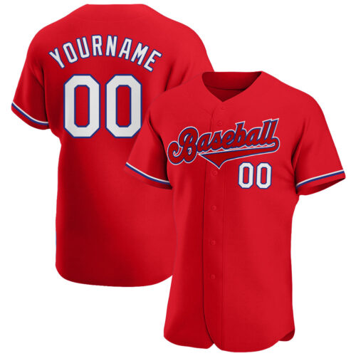 red_0100 Custom Red White-Royal Authentic Baseball Jersey