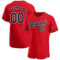 Custom Red Navy-Old Gold Authentic Baseball Jersey