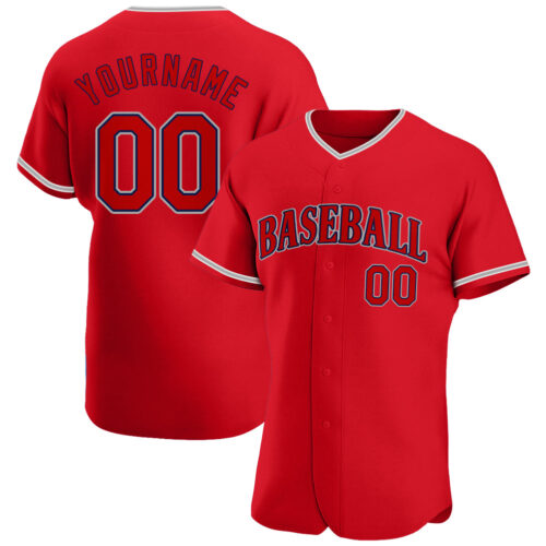 red_0106 Custom Red Red-Navy Authentic Baseball Jersey