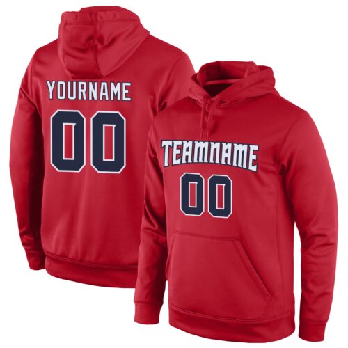 red_0130 Custom Stitched Red Navy-White Sports Pullover Sweatshirt Hoodie