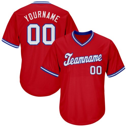 red_0149 Custom Red White-Royal Authentic Throwback Rib-Knit Baseball Jersey Shirt