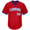 Custom Red White-Royal Authentic Throwback Rib-Knit Baseball Jersey Shirt