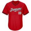 Custom Red White-Black Authentic Throwback Rib-Knit Baseball Jersey Shirt