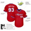 Custom Red White-Royal Authentic Throwback Rib-Knit Baseball Jersey Shirt