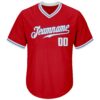 Custom Red White-Light Blue Authentic Throwback Rib-Knit Baseball Jersey Shirt