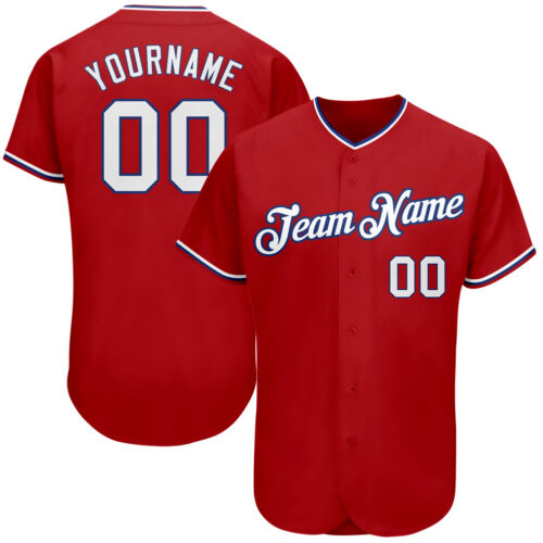 red_0167 Custom Red White-Royal Authentic Baseball Jersey