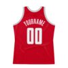 Custom Red White-Gray Authentic Throwback Basketball Jersey