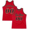 Custom Red Black-Old Gold Authentic Throwback Basketball Jersey
