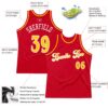 Custom Red Gold-White Authentic Throwback Basketball Jersey
