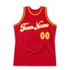 Custom Red Gold-White Authentic Throwback Basketball Jersey