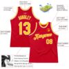 Custom Red Gold-White Authentic Throwback Basketball Jersey