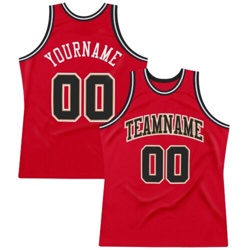red_0203 Custom Red Black-White Authentic Throwback Basketball Jersey