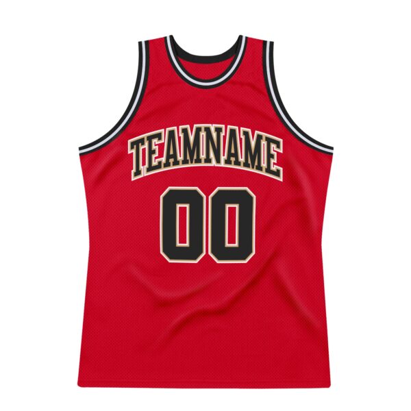 Custom Red Black-White Authentic Throwback Basketball Jersey