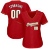 Custom Red White-Old Gold Authentic Baseball Jersey