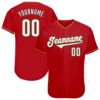 Custom Red White-Old Gold Authentic Baseball Jersey