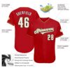 Custom Red White-Old Gold Authentic Baseball Jersey