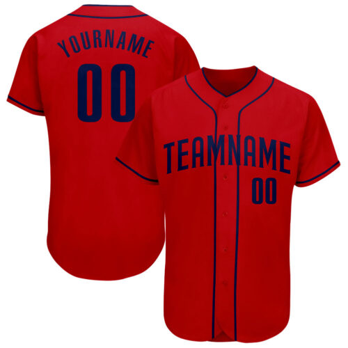 red_0232 Custom Red Navy Authentic Baseball Jersey