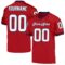 red_0234 Custom Red White-Navy Mesh Authentic Throwback Football Jersey