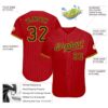 Custom Red Black Pinstripe Black-Gold Authentic Baseball Jersey