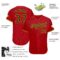 Custom Red Black Pinstripe Black-Gold Authentic Baseball Jersey