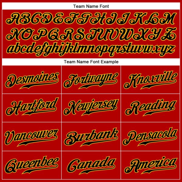 Custom Red Black Pinstripe Black-Gold Authentic Baseball Jersey