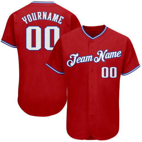 red_0246 Custom Red White-Royal Authentic Baseball Jersey
