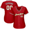 Custom Red White-Old Gold Authentic Baseball Jersey