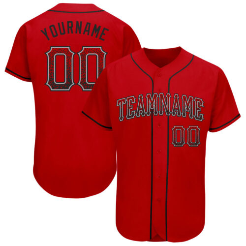 red_0248 Custom Red Black-Gray Authentic Drift Fashion Baseball Jersey