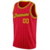 Custom Red Gold Pinstripe Gold-Black Authentic Basketball Jersey