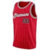 Custom Red White Pinstripe Black-White Authentic Basketball Jersey