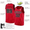 Custom Red White Pinstripe Black-White Authentic Basketball Jersey