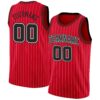 Custom Red White Pinstripe Black-White Authentic Basketball Jersey