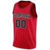 Custom Red White Pinstripe Black-White Authentic Basketball Jersey