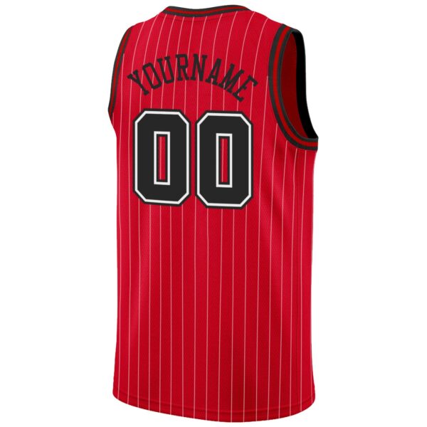 Custom Red White Pinstripe Black-White Authentic Basketball Jersey