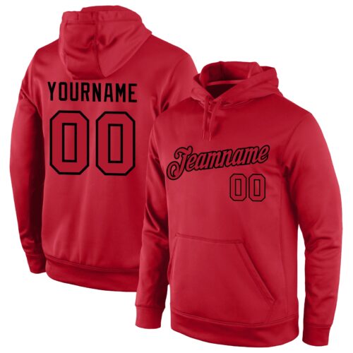 red_0271 Custom Stitched Red Red-Black Sports Pullover Sweatshirt Hoodie