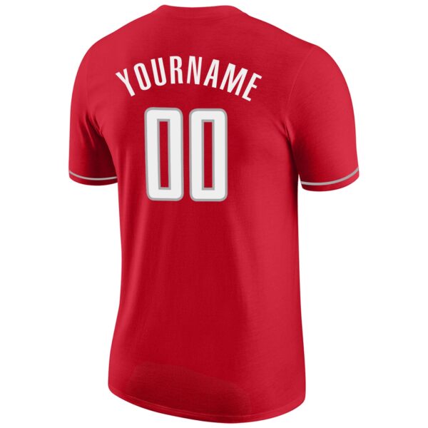 Custom Red White-Gray Performance T-Shirt