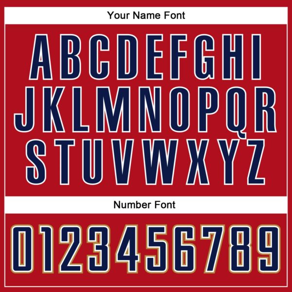 Custom Red Navy-Old Gold Authentic Baseball Jersey