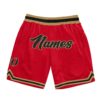 Custom Red Black-Old Gold Authentic Throwback Basketball Shorts