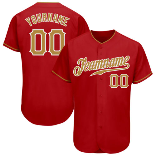 red_0388 Custom Red Old Gold-White Authentic Baseball Jersey