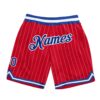 Custom Red White Pinstripe Royal-White Authentic Basketball Shorts