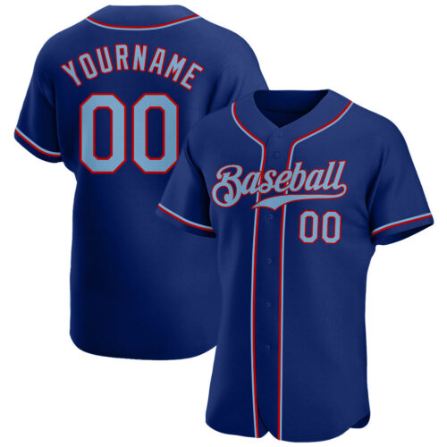 royal_0050 Custom Royal Light Blue-Red Authentic Baseball Jersey